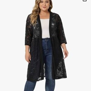 Agnes Orinda Lace Crochet Cardigan, 3/4 Sleeve, 3x, GOURGEOUS